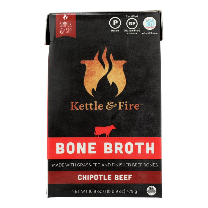 Kettle & Fire Chipotle Beef Bone Broth (Pack of 6 - 16.9 Oz)
