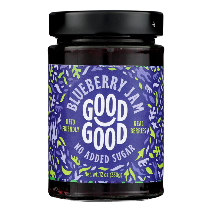 Good Good - Blueberry No Sugar Jam, 6 Pack of 12 oz Jars