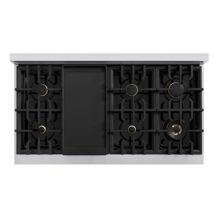 ZLINE 48" Classic Gas Range, Convection Gas Oven Stainless Steel, Champagne Bronze CGRZ-48-CB
