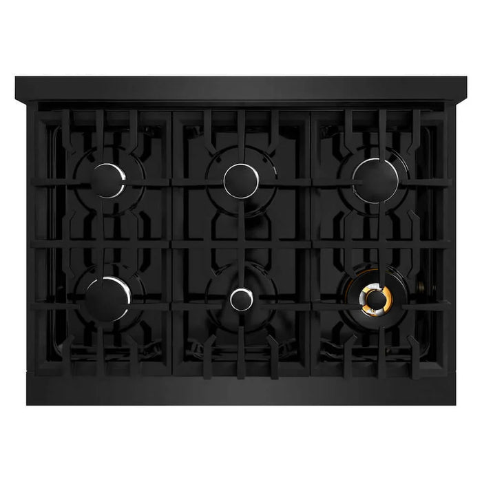ZLINE 36" Dual Fuel Range, Gas Cooktop, Electric Convection Oven Black Stainless Steel, CDRB-36