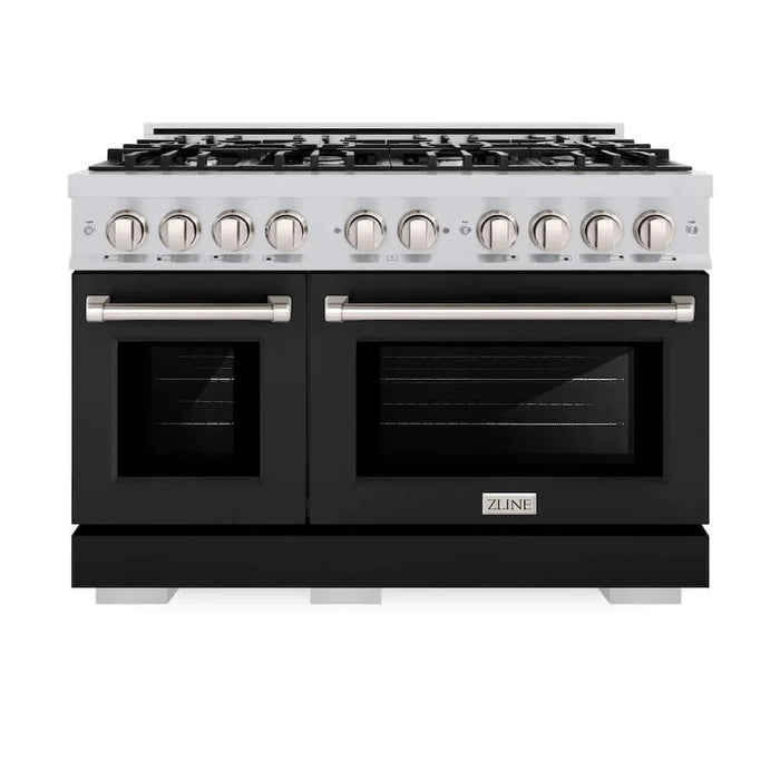 ZLINE 48" Select Gas Range Gas Convection Gas Oven Stainless Steel Black Matte Door HGR-BLM-48