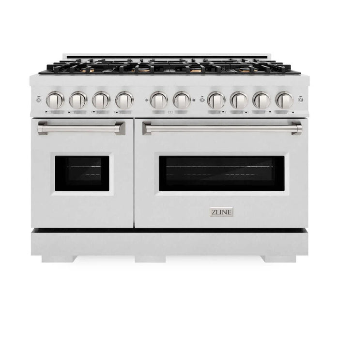 ZLINE 48" Classic Gas Range, Convection Gas Oven DuraSnow® Stainless Steel, Brass Burners CGRS-BR-48