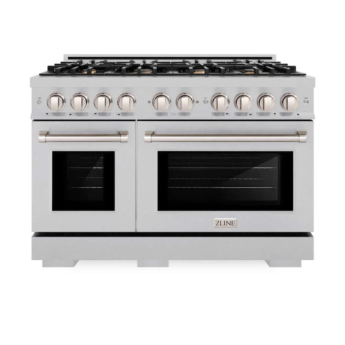 ZLINE 48" Select Dual Fuel Range Gas Cooktop Electric Convection Oven DuraSnow® Stainless Steel Brass Burners HDRS-BR-48