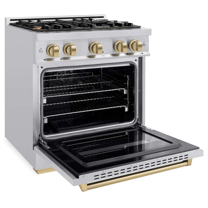 ZLINE 30" Classic Gas Range, Convection Gas Oven Stainless Steel, Champagne Bronze CGRZ-30-CB