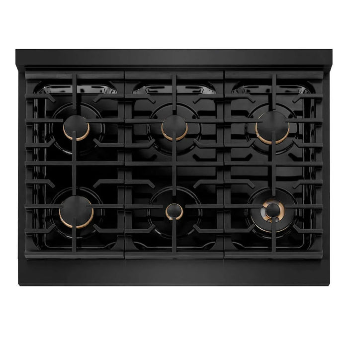 ZLINE 36" Paramount Gas Rangetop Black Stainless Steel Champagne Bronze SRTBZ-36-CB