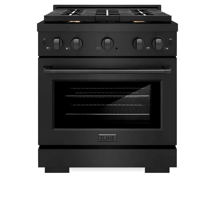 ZLINE 30 in.Gas Range, Convection Gas Oven, Brass Burner, Black Stainless Steel, SGRB-BR-30