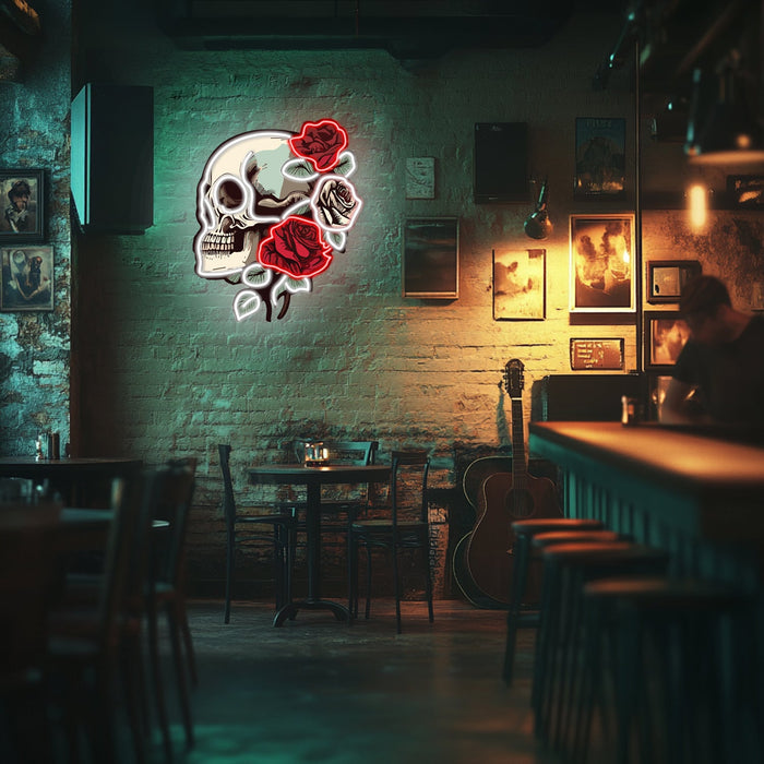 UV Printed Skull Blooms  Neon Wall Art- LV0030