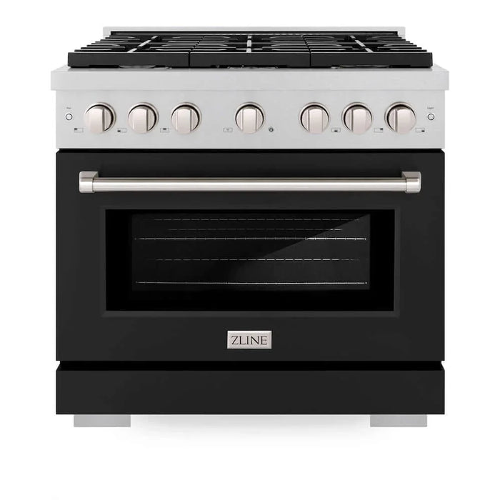 ZLINE 36"Gas Range, Convection Gas Oven, DuraSnow® Black Matte, SGRS-BLM-36