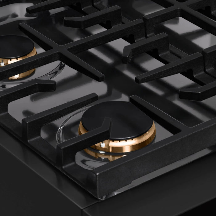 ZLINE 30" Paramount Gas Rangetop Black Stainless Steel Brass Burners SRTB-BR-30