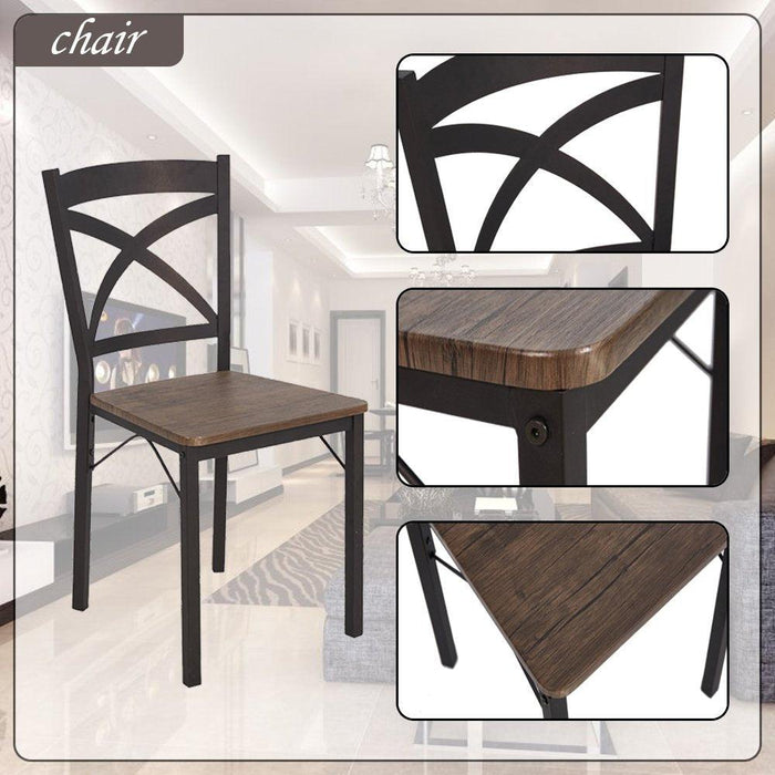 5 PC Wood Dining Set Table And Chairs 4 With Metal Legs, Home Kitchen Breakfast Furniture