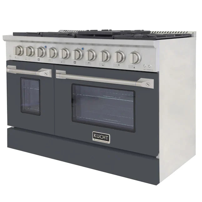 Kucht 48" Propane Range in Stainless Steel, Grey Doors, KNG481/LP-GR