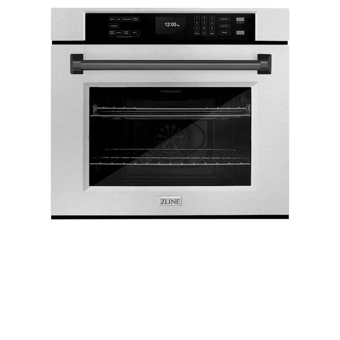 ZLINE 30"Professional True Convection Single Wall Oven, Air Fry, Self Clean, DuraSnow® Matte Black WASSZ-30-MB