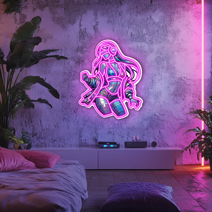 UV Printed Hologram Girl Neon Wall Art- LV0017