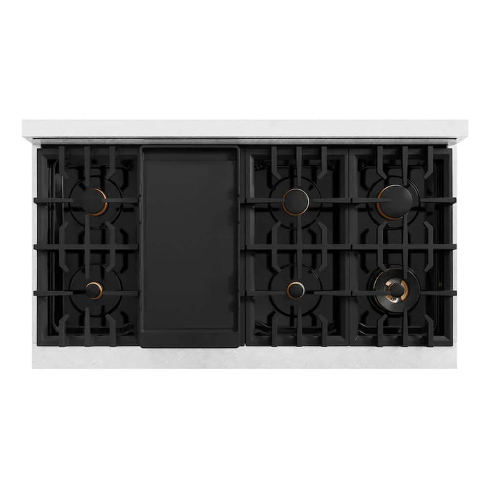 ZLINE 48" Select Dual Fuel Range Gas Cooktop Electric Convection Oven DuraSnow® Stainless Steel Black Matte Door Champagne Bronze HDRSZ-BLM-48-CB