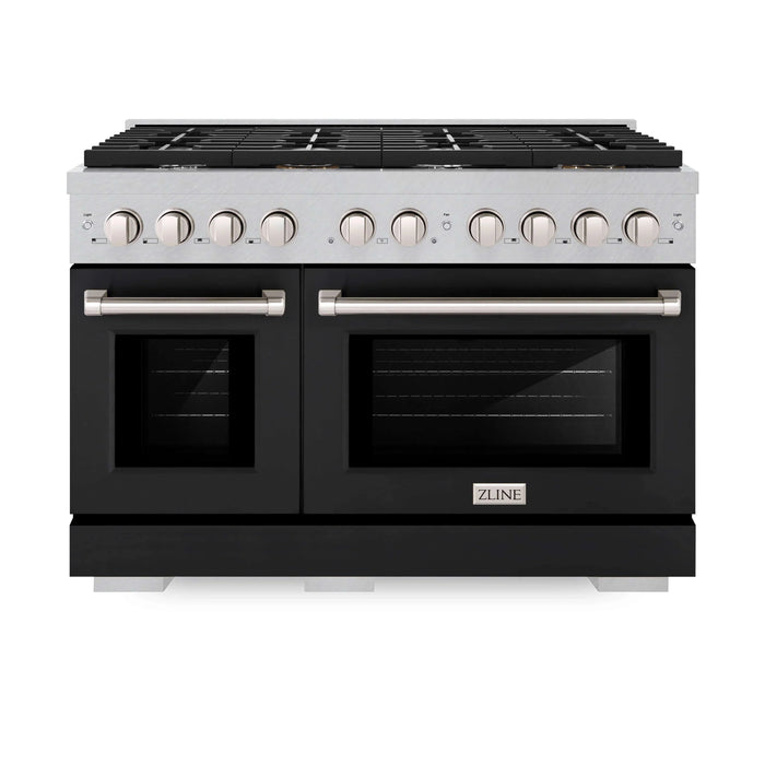 ZLINE 48"Paramount Dual Fuel Range DuraSnow® Black Matte SDRS-BLM-48