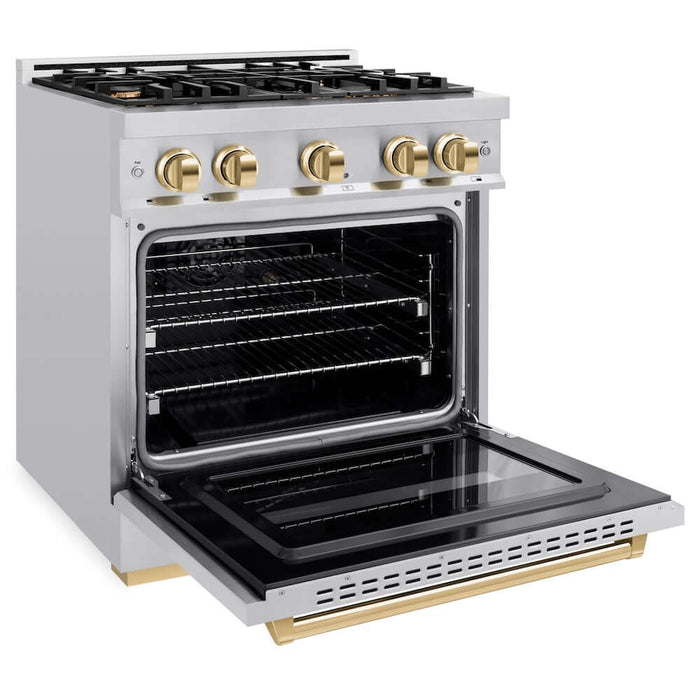 ZLINE 30" Classic Gas Range, Convection Gas Oven Stainless Steel, Gold CGRZ-30-G
