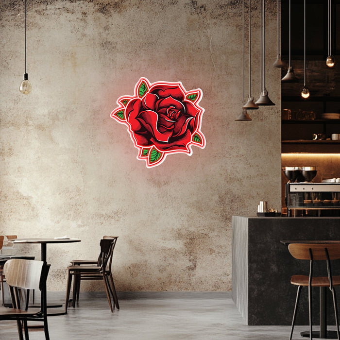 UV Printed Rose Neon Wall Art- LV0015