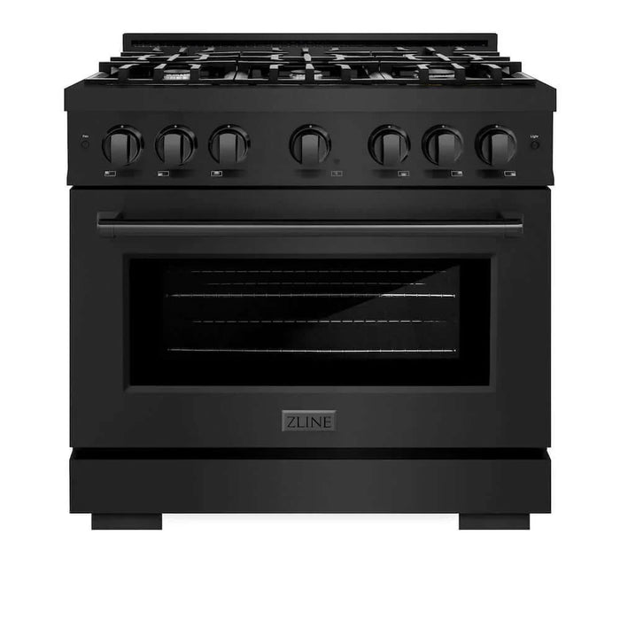 ZLINE 36" Select Gas Range Convection Gas Oven Black Stainless Steel HGRB-36