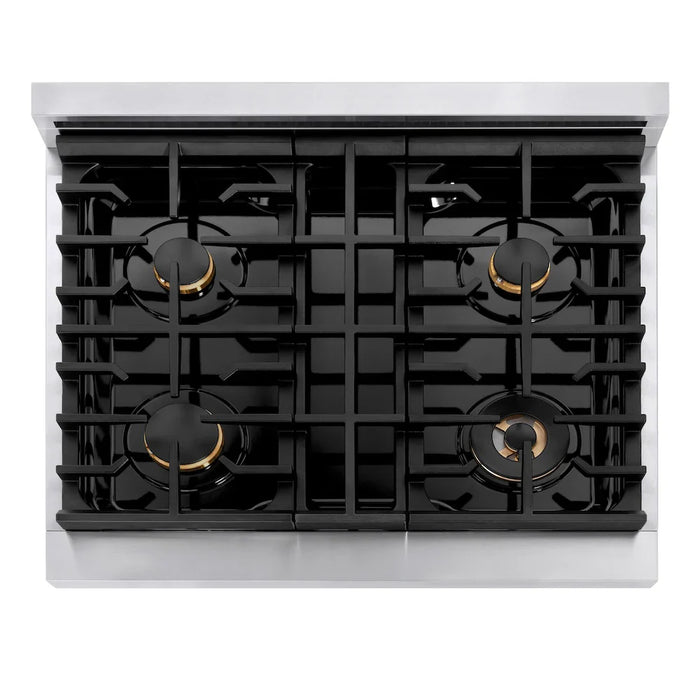 ZLINE 30"Paramount Dual Fuel Range White Matte Matte Black SDRZ-WM-30-MB