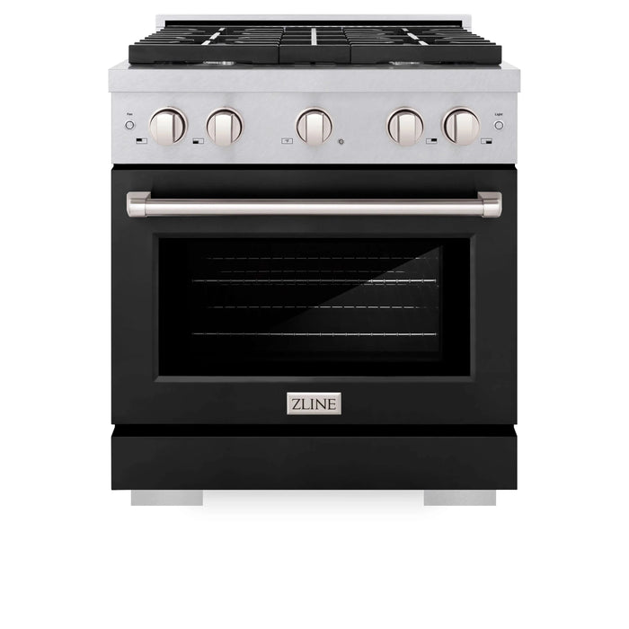 ZLINE 30"Paramount Dual Fuel Range DuraSnow® Black Matte SDRS-BLM-30