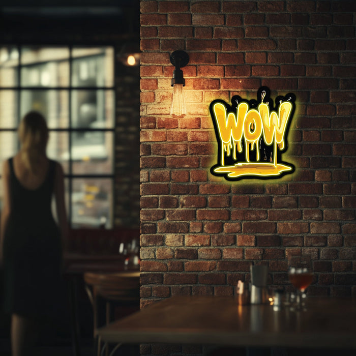 UV Printed WOW Neon Wall Art- LV0057
