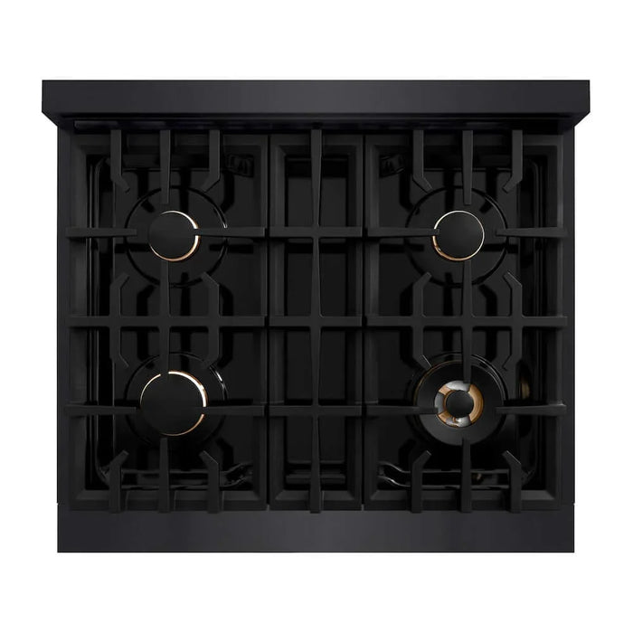 ZLINE 30" Select Dual Fuel Range Gas Cooktop Electric Convection Oven Black Stainless Steel Brass Burners HDRB-BR-30