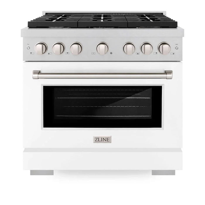 ZLINE 36"Gas Range, Convection Gas Oven , DuraSnow® White Matte, SGRS-WM-36