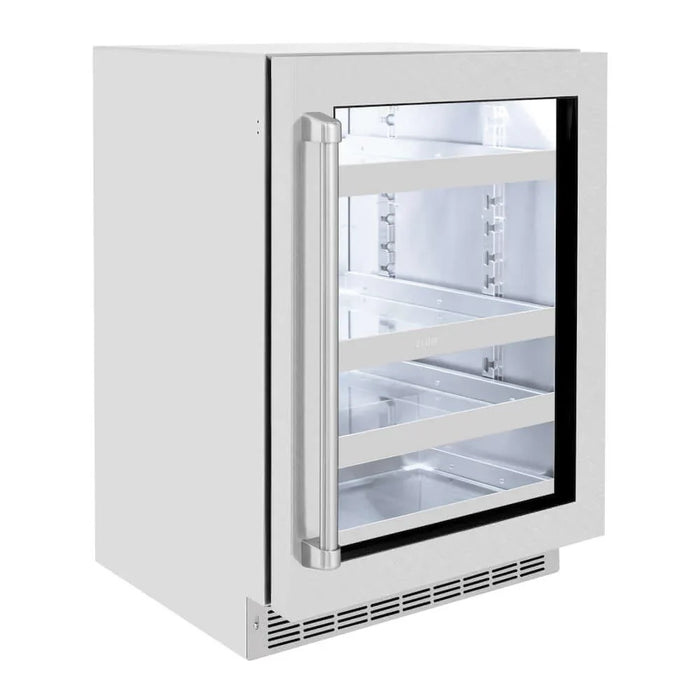 ZLINE 24" Touchstone 151 Can Beverage Fridge DuraSnow® Stainless Steel Glass Door RBSO-SN-24