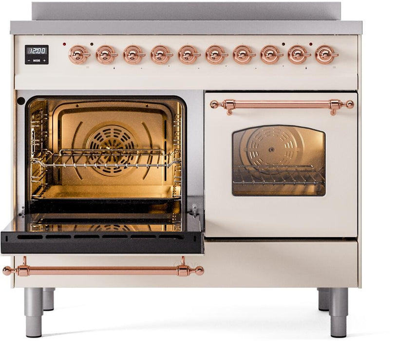 ILVE Nostalgie II 40" Electric Range, Antique White, Copper Trim UPDI406NMPAWP
