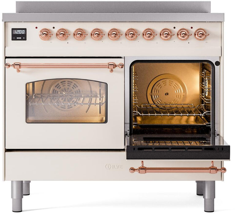 ILVE Nostalgie II 40" Electric Range, Antique White, Copper Trim UPDI406NMPAWP