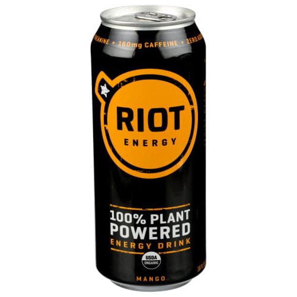Cans  Riot Energy - Energy Drink Mango (Pack of 12-16oz Cans)