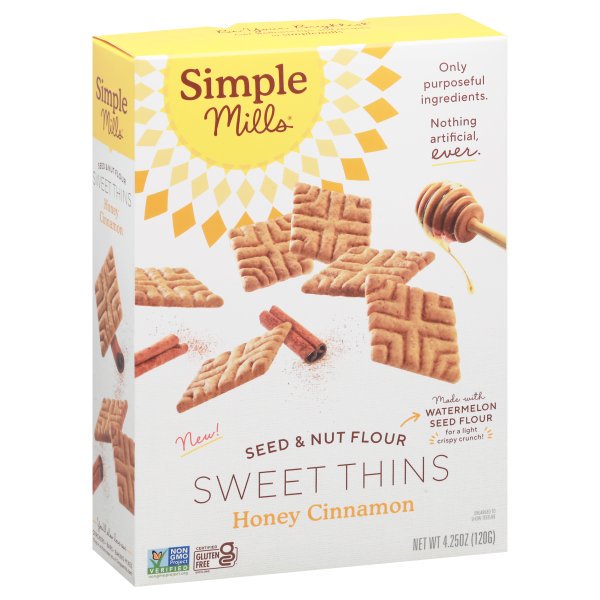 Simple Mills Honey Cinnamon Sweet Thins (Pack of 6 - 4.25 Oz Each)
