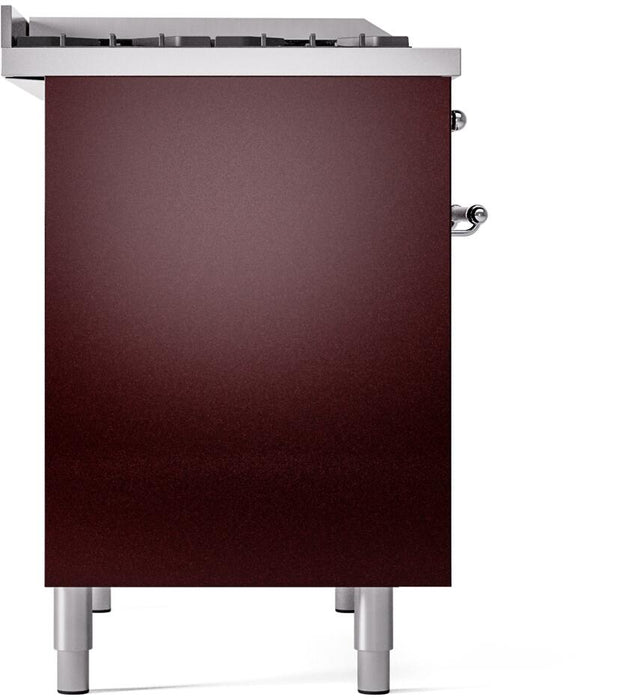 ILVE Nostalgie II 40" Dual Fuel Liquid Propane Range, Burgundy, Chrome Trim UPD40FNMPBUCLP