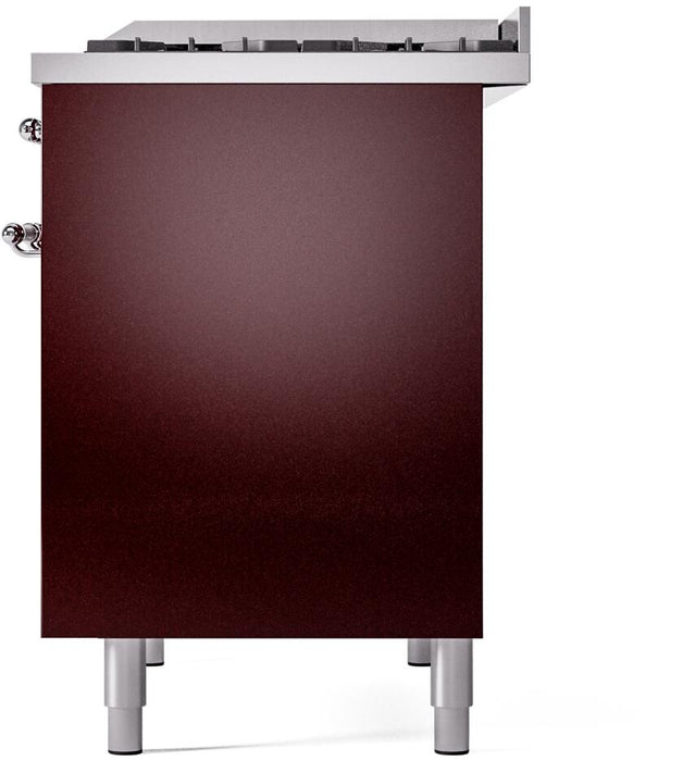ILVE Nostalgie II 40" Dual Fuel Liquid Propane Range, Burgundy, Chrome Trim UPD40FNMPBUCLP