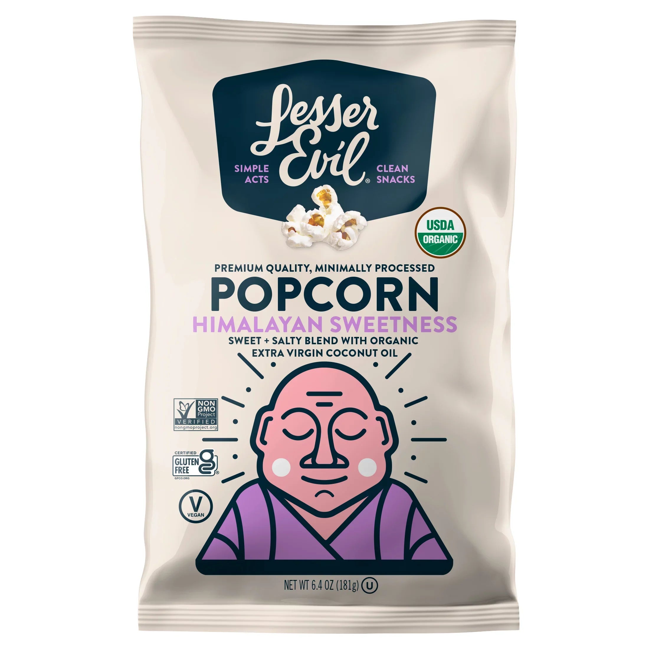 LesserEvil Himalayan Sweetness Popcorn, 6.4 oz (Case of 12