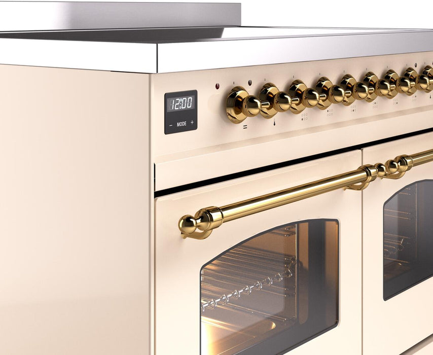 ILVE Nostalgie II 40" Electric Range, Antique White, Brass Trim UPDI406NMPAWG