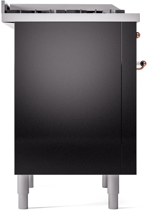 ILVE Nostalgie II 36" Dual Fuel Natural Gas Range, Glossy Black, Copper Trim UP36FNMPBKP