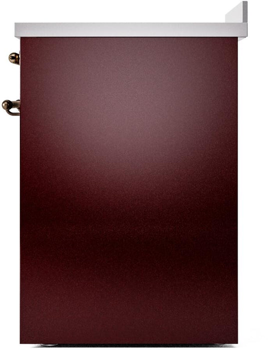 ILVE Nostalgie II 30" Electric Range, Burgundy, Bronze Trim UPI304NMPBUB