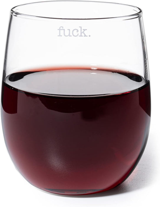 F*CK Wine Glass Single Set, Large 11 oz Glasses, Fuck Fucking Glass Unique Italian Style Tall Stemless for White & Red Wine, Water, Novelty Tumbler, Gifts, Comedy Beautiful Glassware (Stemless)