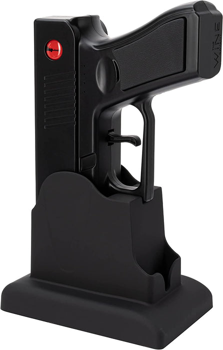 Electric Gun Wine Corkscrew Bottle Opener - Rechargeable Holster Base Cordless Battery - Automatically Open Wines - Multifunctional Electronic Cork Puller - Guns Enthusiasts Gift & Vino Lovers (Black)