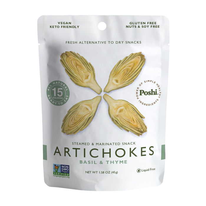 Poshi - Marinated Artichokes, 4.4 oz (Pack of 10) - Gluten-Free Snack