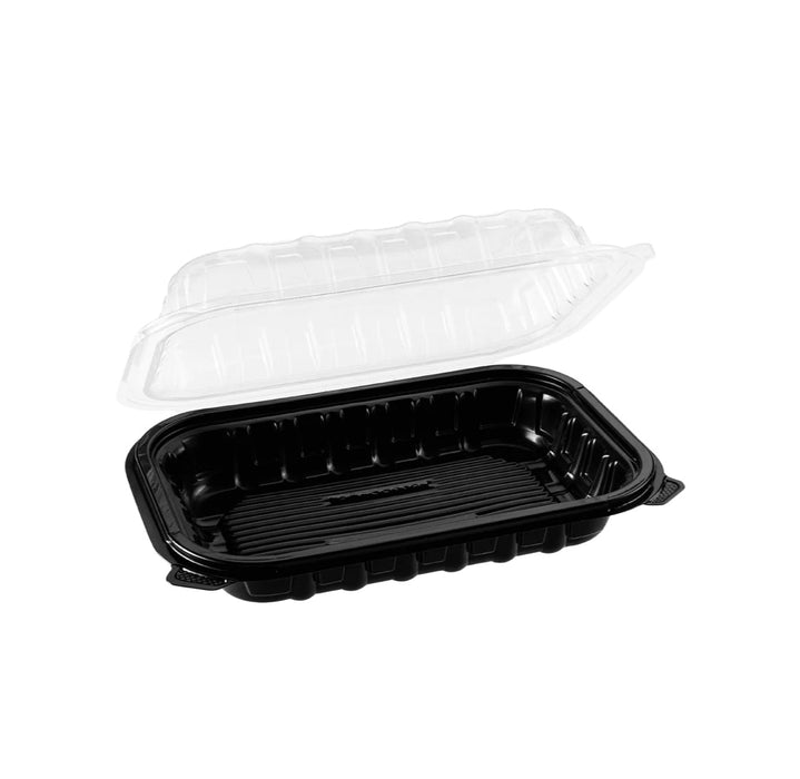 Hinged Container 9"x 6" Premium PP, Blk w/Clear Top - 150 pcs