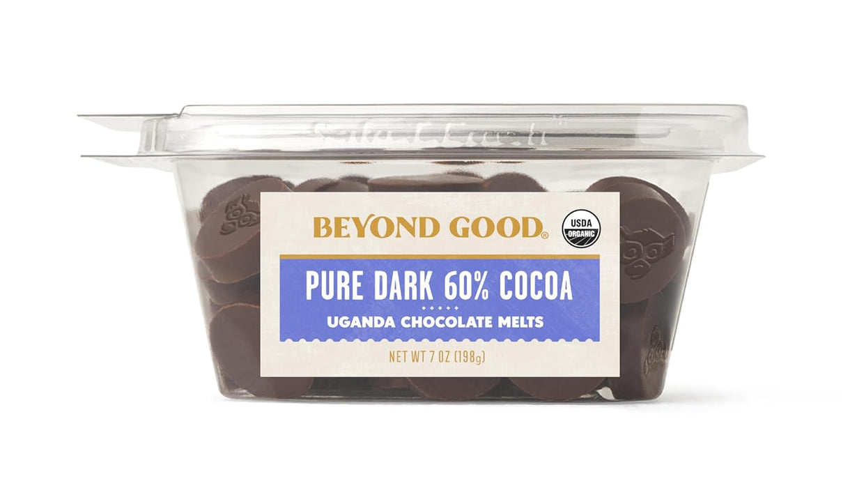 Beyond Good - 100% Organic 60% Dark Chocolate Melts, 7 oz (Pack of 8) - Madagascar Gluten-Free