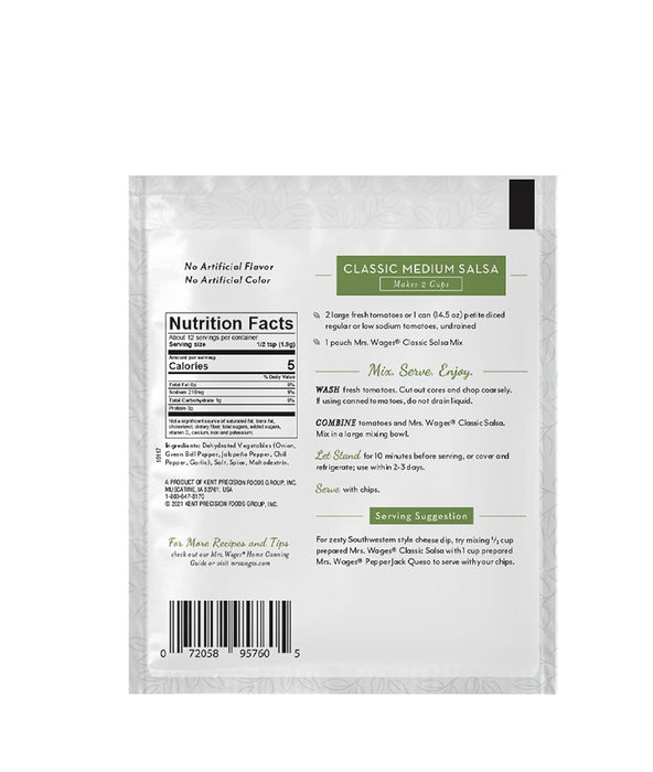 Mrs. Wages Classic Salsa Seasoning Mix, Medium, 12 - .8 Oz. Pk.