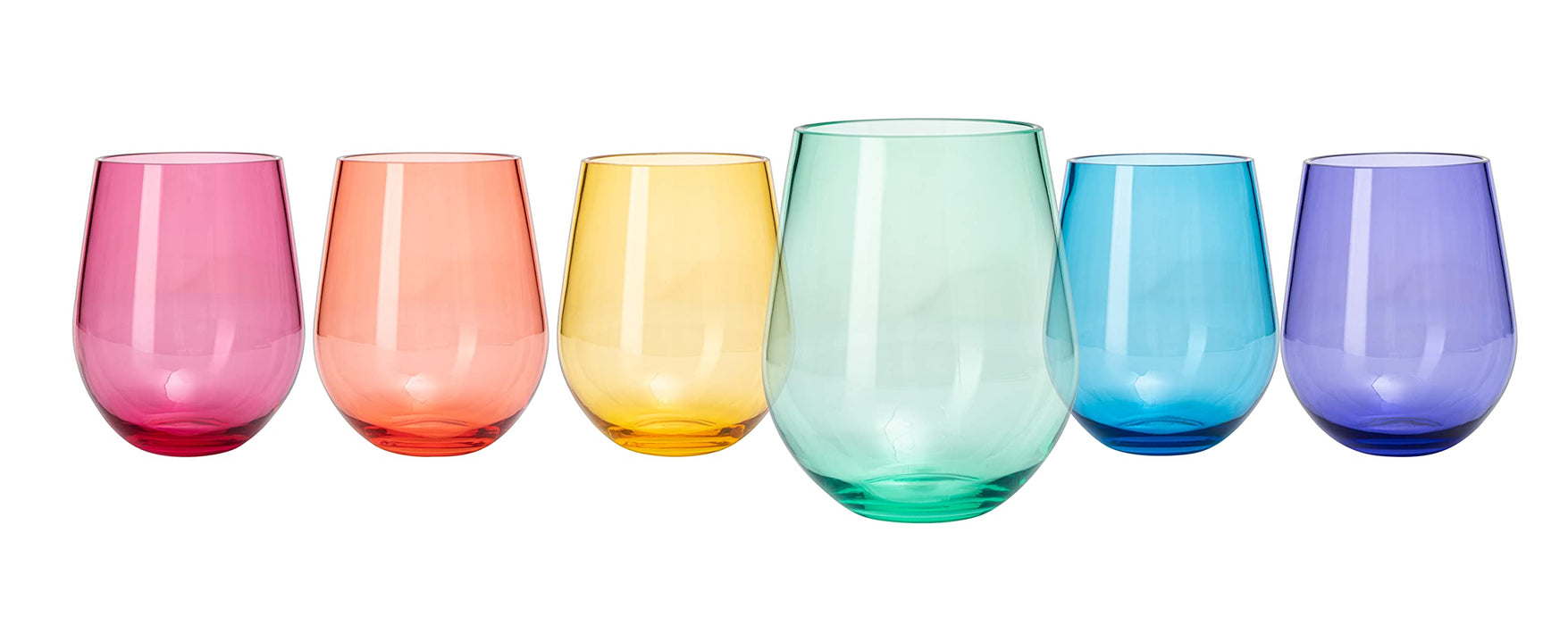 European Style Crystal, Stemmed Wine Glasses, Acrylic Glasses Tritan Drinkware, Unbreakable Muted Color | Set of 6 | Shatterproof BPA-free plastic, Reusable, All Purpose Glassware, Hand Wash Only 15oz