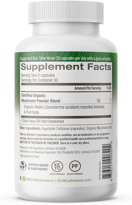 Om Mushroom Superfood Reishi Mushroom Capsules Superfood Supplement, 90 Count