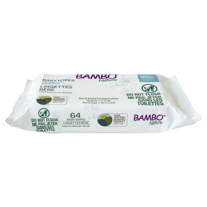 Bambo Nature Organic Baby Wipes: 99% Water (Pack of 12, 64 ct. Each)