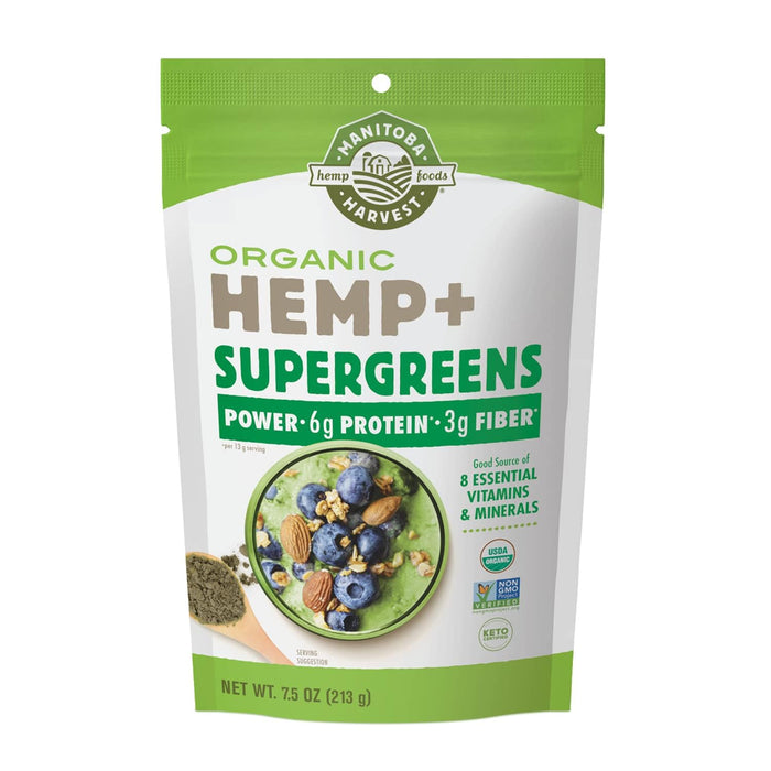 Manitoba Harvest Organic Hemp & Supergreens Powder: 7.5 oz Green Superfood