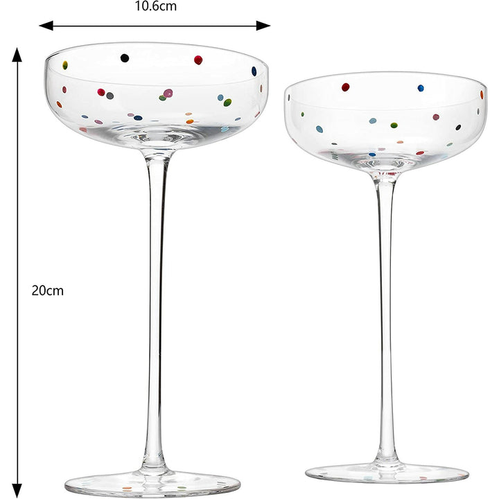 Polka Dot Champagne Coupe Glasses Set of 2 8.8 oz — Specialty Food Source