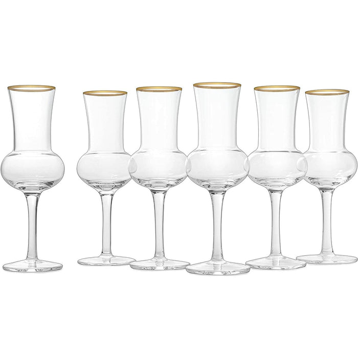 The Wine Savant Crystal Set of 6 Grappa Glasses 3oz Post Dinner Drinks, Italian Tulip Shape, Tasting Glasses, Perfect For Nosing and Sipping, Glasses for Absinthe, Aperol, Sherry, Aperitif, Scotch